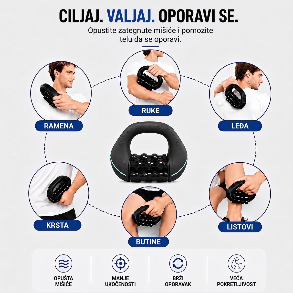 Električni Masažer sa 6 Valjaka za Opuštanje Celog Tela