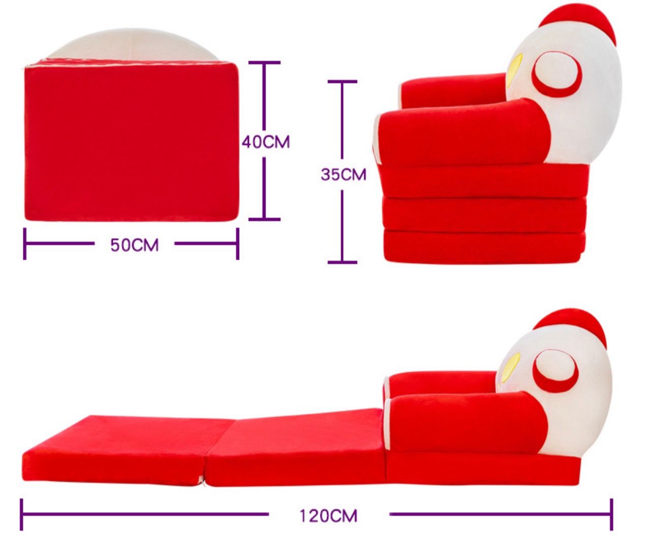 Dečija fotelja na razvlačenje - 3 dela