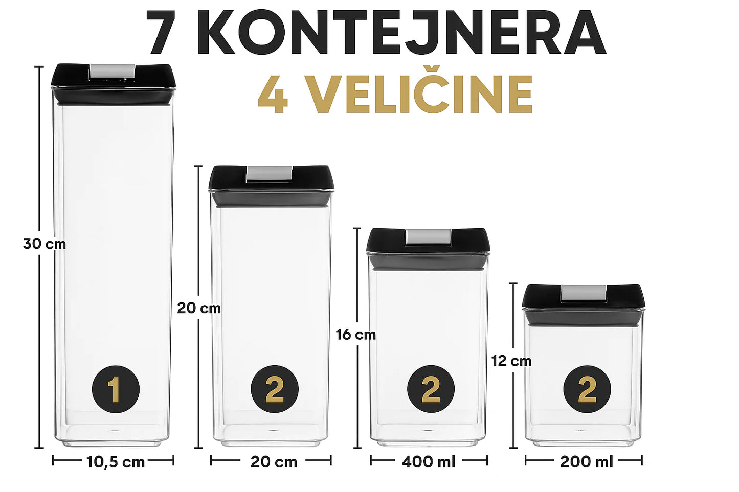 Set kuhinjskih posuda za skladištenje hrane – 7 komada