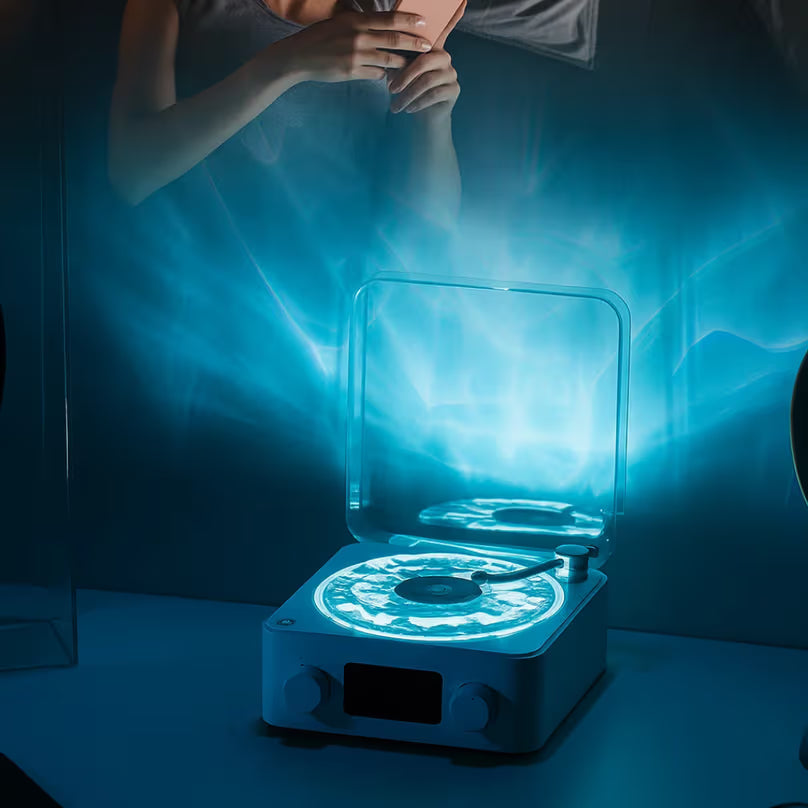 Retro bluetooth zvučnik, beli šum i ambijentalna lampa, 3u1